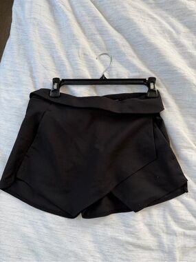 Zara Black Asymmetrical Skort Shorts